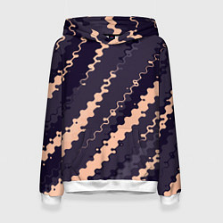 Женская толстовка Фиолетовый с бежевым искажённые полосы