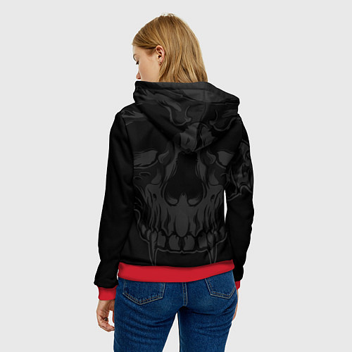 Женская толстовка Metallica - skull with fangs / 3D-Красный – фото 4