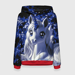 Женская толстовка Единорог - синий рог