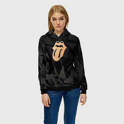 Толстовка-худи женская Rolling Stones golden poly, цвет: 3D-черный — фото 2