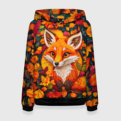 Женская толстовка Лисенок в осенних листьях