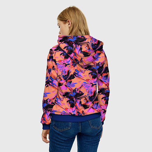 Женская толстовка Абстрактные цветы - текучая краска / 3D-Синий – фото 4