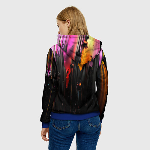 Женская толстовка Разноцветная рельефная краска текстура / 3D-Синий – фото 4