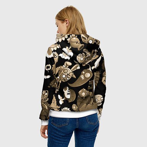 Женская толстовка Растения против зомби в бежевом цвете / 3D-Белый – фото 4