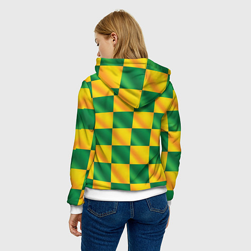 Женская толстовка Желтый и зеленый геометрический паттерн / 3D-Белый – фото 4