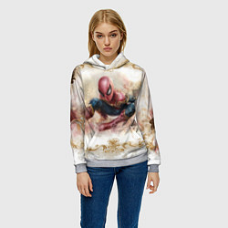 Толстовка-худи женская Человек - паук розы и узоры, цвет: 3D-меланж — фото 2