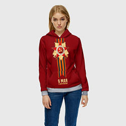 Толстовка-худи женская 9 мая - День победы, цвет: 3D-меланж — фото 2