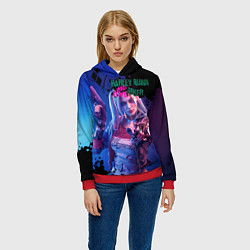 Толстовка-худи женская Харли и Джокер love, цвет: 3D-красный — фото 2