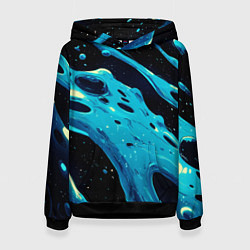 Женская толстовка Синие волны краски на черном