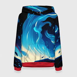 Женская толстовка Бело-синее пламя из абстрактных красок