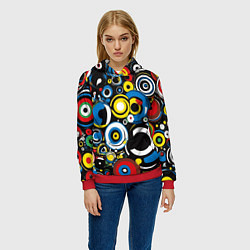 Толстовка-худи женская Абстракция геометрическая, цвет: 3D-красный — фото 2