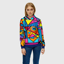 Толстовка-худи женская Кислая геометрия, цвет: 3D-синий — фото 2