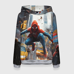 Женская толстовка Человек-паук пробирается сквозь такси
