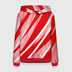 Женская толстовка Красно-белый абстракция с полосами