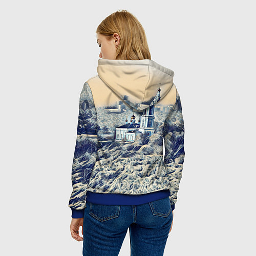 Женская толстовка Храм на фоне современного города / 3D-Синий – фото 4