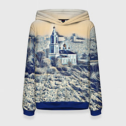 Женская толстовка Храм на фоне современного города