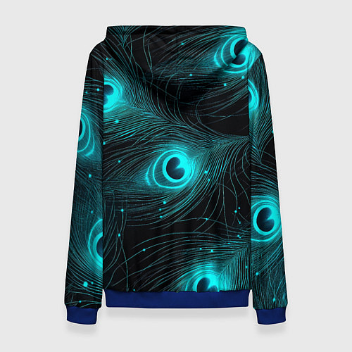 Женская толстовка Светящиеся перья павлина паттерн / 3D-Синий – фото 2