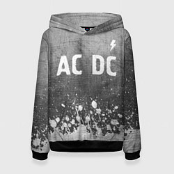 Толстовка-худи женская AC DC - grey gradient посередине, цвет: 3D-черный
