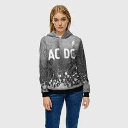 Толстовка-худи женская AC DC - grey gradient посередине, цвет: 3D-черный — фото 2