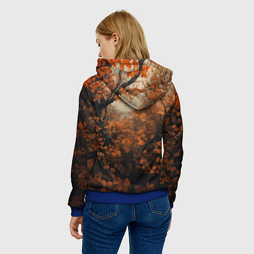 Женская толстовка Лис в лесной чаще / 3D-Синий – фото 4