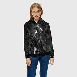 Толстовка-худи женская Андроподобный демонический скелет, цвет: 3D-черный — фото 2