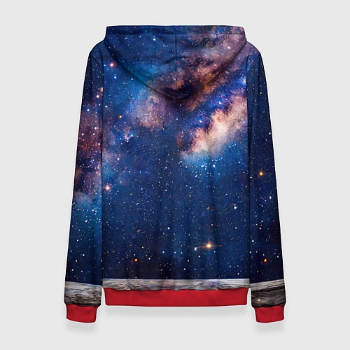 Женская толстовка Сибирская кошка в космосе / 3D-Красный – фото 2