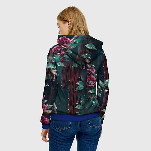 Женская толстовка Волшебная сова в самоцветном лесу / 3D-Синий – фото 4