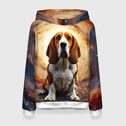 Женская толстовка Бассет-хаунд в космосе