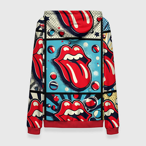Женская толстовка Rolling Stones logo - pop art / 3D-Красный – фото 2
