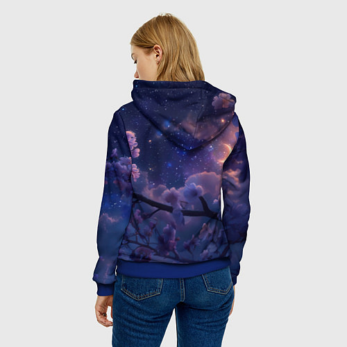 Женская толстовка Ночная сова на ветке / 3D-Синий – фото 4