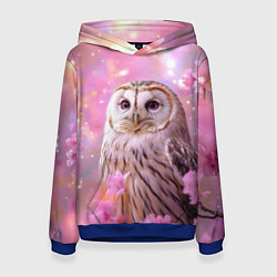 Женская толстовка Большая сова в розовых цветах