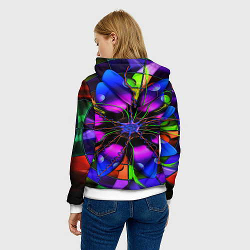 Женская толстовка Неоновая психоделика лепестки / 3D-Белый – фото 4