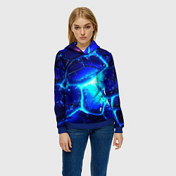 Толстовка-худи женская Синие плиты лед, цвет: 3D-синий — фото 2