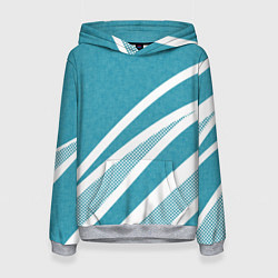 Женская толстовка Бело-голубой абстракция с полосами