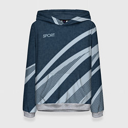 Женская толстовка Sport синий текстурный с полосами