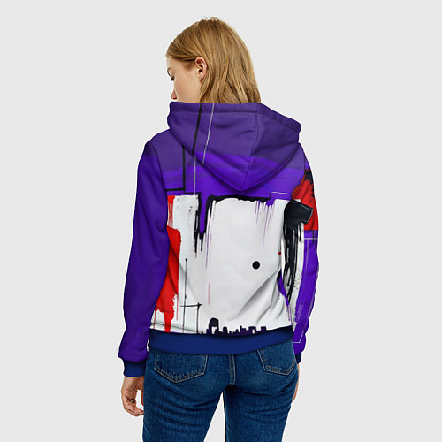 Женская толстовка Пурпурный зловещий череп / 3D-Синий – фото 4