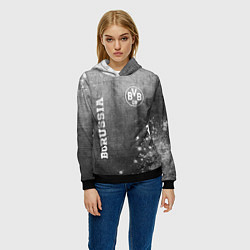Толстовка-худи женская Borussia - grey gradient вертикально, цвет: 3D-черный — фото 2