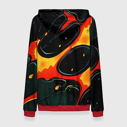 Женская толстовка Оранжевые разломы текстура / 3D-Красный – фото 2