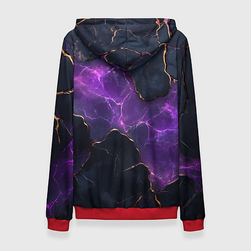 Женская толстовка Фиолетовый разлом с молниями / 3D-Красный – фото 2