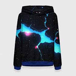 Женская толстовка Голубой разлом в черной текстуре