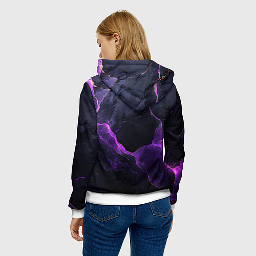 Женская толстовка Фиолетово-черная объемная текстура / 3D-Белый – фото 4