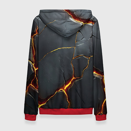 Женская толстовка Серая текстура с золотым изломом / 3D-Красный – фото 2