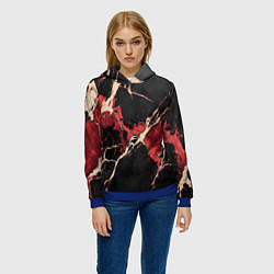 Толстовка-худи женская Красно-черная потертая текстура, цвет: 3D-синий — фото 2