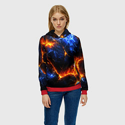 Толстовка-худи женская Лада и лед в разломе плит, цвет: 3D-красный — фото 2