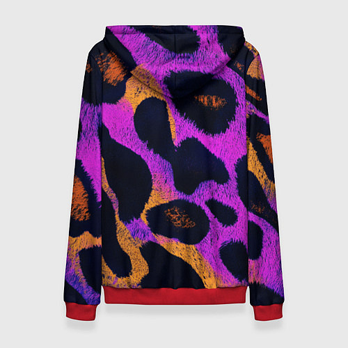 Женская толстовка Неоновый леопардовый узор / 3D-Красный – фото 2