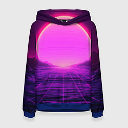 Женская толстовка Синтвейв ретровейв неоновый узор и солнце