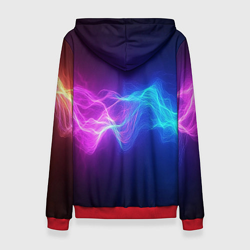 Женская толстовка Звуковая волна неоновый узор / 3D-Красный – фото 2