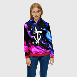 Толстовка-худи женская Doom flame neon, цвет: 3D-красный — фото 2