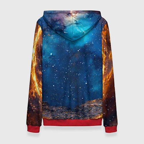 Женская толстовка Бульдог в космосе / 3D-Красный – фото 2