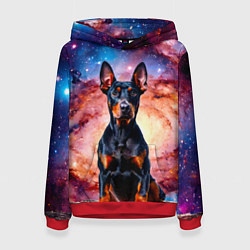 Женская толстовка Доберман в космосе